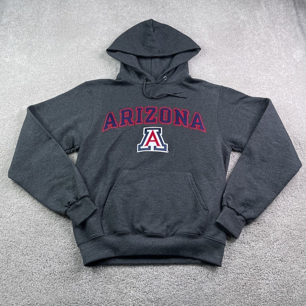 Arizona Wildcats Hoodie Mens Small Grey Champion Pullover Hooded Logo Sweatshirt